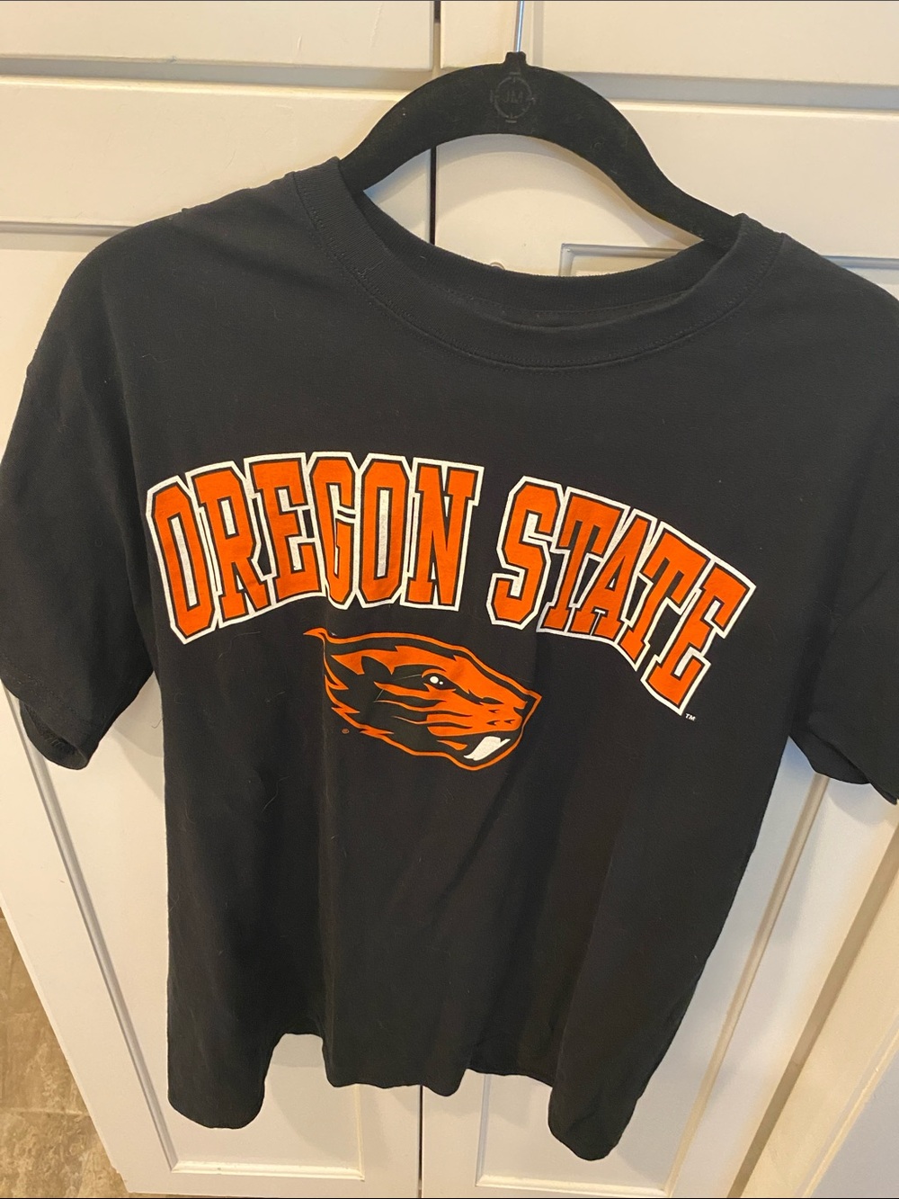 Gildan Black Tee with Orange Oregon State Logo